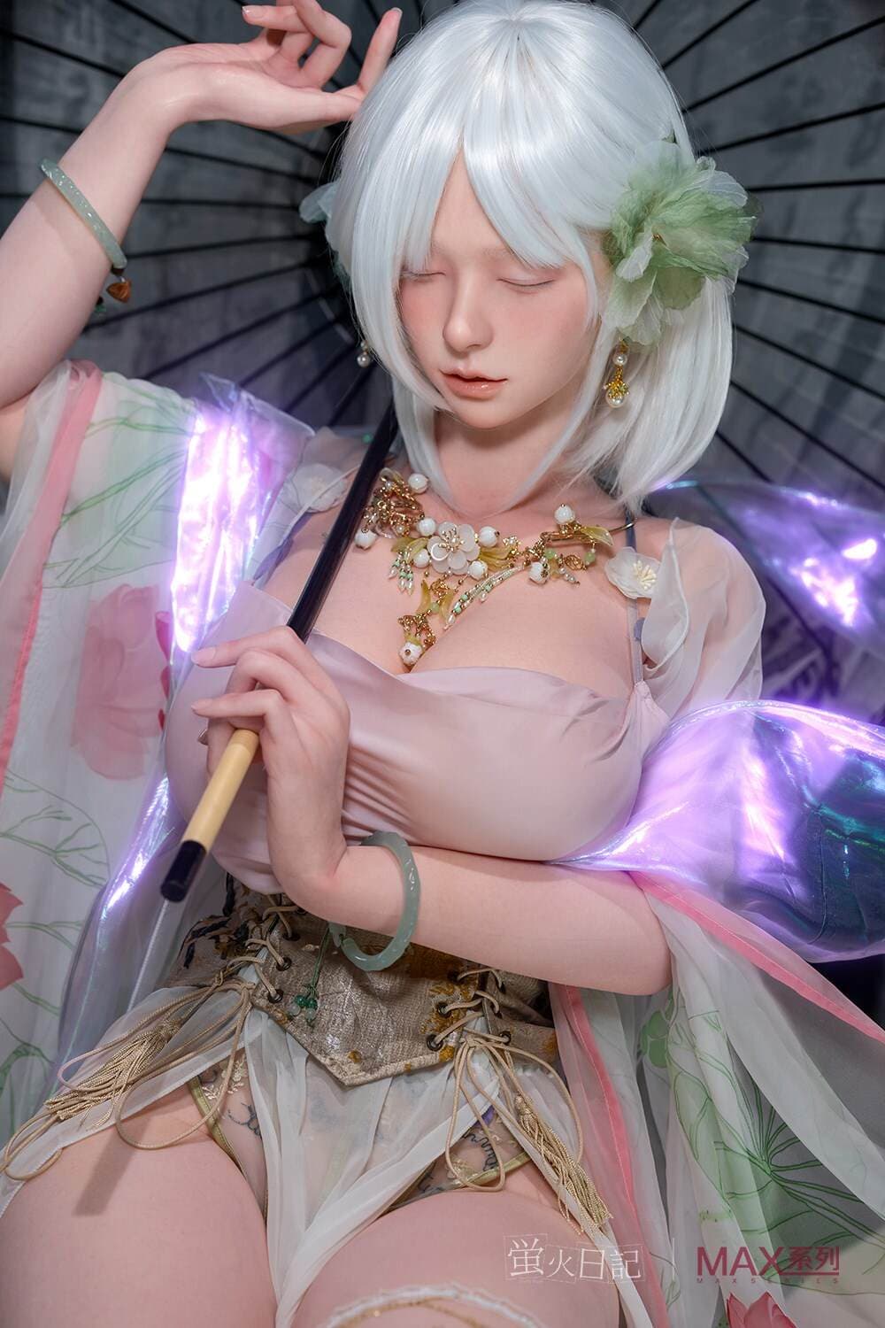 160cm/5ft3 G-cup Max Real Skin Texture Silicone Sex Doll – Liuli (Closed-Eye Version)